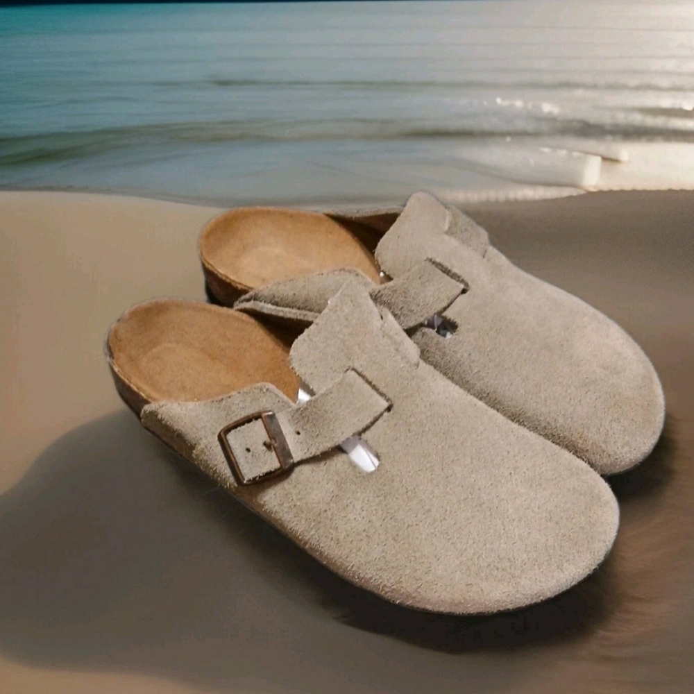 RARE Birkinstock Boston Taupe 39 Narrow L8 M6 Original Footbed Vintage? READ